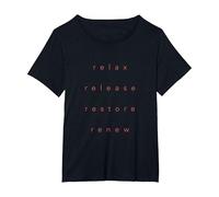 Relax Release Restore Renew Calming Yoga Meditation T-Shirt, Women's Plus, Black, 2X