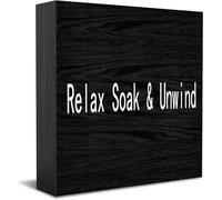 Relax Soak & Unwind Wooden Box Sign Decorative Funny Office Wood Box Sign Home Office Decor Rustic Farmhouse Square Desk Decor Sign For Shelf 5 X 5 Inches