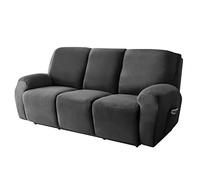 Relax Stretch Armchair Cover for 1 2 3 Seater, Soft Velvet Reclining Chair Cover Sofa Cover Sofa Protector Non-Slip Sofa Cover(Nero,3pcs)
