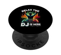 Relax The DJ Is Here Colorful Disc Jockey Music Party PopSockets Adhesive PopGrip