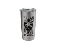 Relax The DJ is Here Vinyl Record Lover Gothic Skull LP Stainless Steel Insulated Tumbler