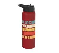 Relax The Drummer is Here for Drum Musician Stainless Steel Insulated Water Bottle