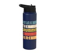 Relax The Drummer is Here for Drum Musician Stainless Steel Insulated Water Bottle