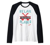 Relax The Guitar Player is Here Retro Music Raglan Baseball Tee
