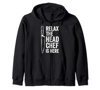 Relax The Head Chef Is Here Funny Kitchen Boss Cooking Meme Zip Hoodie