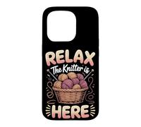 Relax the Knitter Is Here Knitting Yarn Fiber Arts Case for iPhone 15 Pro