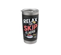 Relax the Skip is Here Curling Player Winter Stainless Steel Insulated Tumbler