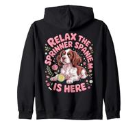 Relax the Springer Spaniel Mom Is Here Dog Zip Hoodie