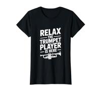 Relax The Trumpet Player is Here Music Lover Value Graphic T-Shirt, Women, Black, XL