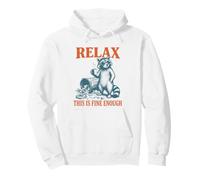 Relax This Is Fine Enough Funny Raccoon Coffee Humor Women Pullover Hoodie