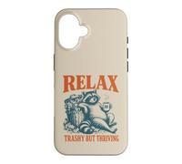 Relax Trashy But Thriving Funny Raccoon Humor Coffee Women Case for iPhone 16