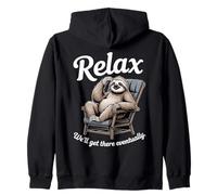 Relax We'll Get There Eventually Sloth Lounge Zip Hoodie