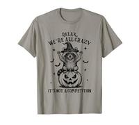 Relax We're All Crazy It's Not A Competition Raccoon Witch T-Shirt