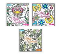 Relax With Colours - Full set of 3 Colour Therapy Adult Colouring Books - Animals, Floral & Patterns