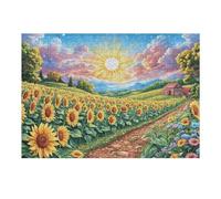 Relax with Sunflower Field Rural Countryside Wild Nature Beautiful Sunny 300 Piece Adult Puzzle Fun Stimulating And Ideal for Hobbies Or Quiet Leisure at Home 300 PCS（40x28cm）