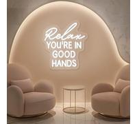 Relax You're in Good Hands Neon Sign, Spa Salon Led Signs, Beauty Room Wall Decor, Hair Salon Decor Art, Custom Business Sign