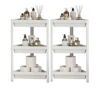 RELAX4LIFE 3-Tier Bathroom Corner Shelf Set of 2, Triangle Space-Saving Freestanding Shelving Unit, Floor Storage Organizer and Display Rack for Living Room Kitchen Bedroom Office (White)