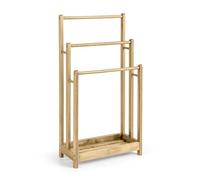 RELAX4LIFE 3-Tier Towel Rack, Freestanding Towel Rail Towel Holder with Bottom Shelf & Anti-Tipping Device, Wooden Towel Drying Bar Stand for Bathroom Hotel Poolside (Natural)