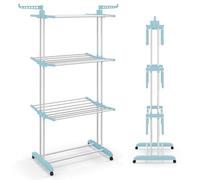 RELAX4LIFE 4-Tier Clothes Drying Rack, Foldable Airer Laundry Rack with Collapsible Wings & 4 Casters, Freestanding Large Rolling Clothes Horse Garment Dryer Stand for Indoor Outdoor (Black Wheels)