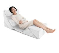 RELAX4LIFE 7PCS Bed Wedge Pillow Set, Adjustable Memory Foam Body Support Pillow with Washable Cover, Orthopedic Leg Elevation Incline Cushion for Acid Reflux, Pain Relief, Post Surgery (White)