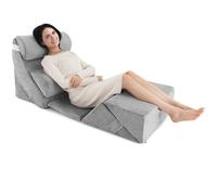 RELAX4LIFE 7PCS Bed Wedge Pillow Set, Adjustable Memory Foam Body Support Pillow with Washable Cover, Orthopedic Leg Elevation Incline Cushion for Acid Reflux, Pain Relief, Post Surgery (Grey)