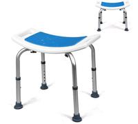 RELAX4LIFE Bathroom Shower Stool, 6-Position Height Adjustable Bathtub Chair with Handles & Drainage Holes, Padded Bathing Seat for Elderly Disabled Handicap (Without Back,51 x 31.5 x 39-51cm)