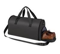 RELAX4LIFE Carry on Garment Bag, Duffle Bag Travel Suit Carrier with Shoe Compartment & Adjustable Shoulder Strap, Waterproof Hanging Suitcase Organiser for Men Women, 50L Capacity (Black)