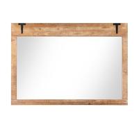 RELAX4LIFE Decorative Wall Mirror, 100x70cm Large Farmhouse Rectangle Wall Mounted Hanging Mirror, Wood Frame Rustic Barn Door Vanity Mirror for Bathroom Living Room Hallway, Horizontal/Vertical