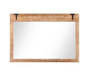 RELAX4LIFE Decorative Wall Mirror, 100x70cm Large Farmhouse Rectangle Wall Mounted Hanging Mirror, Wood Frame Rustic Barn Door Vanity Mirror for Bathroom Living Room Hallway, Horizontal/Vertical