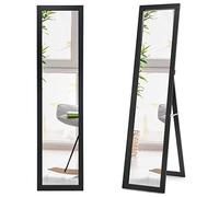 RELAX4LIFE Full Length Mirror, Wall Mounted/Free Standing Floor Mirror, Full-Body Hanging Dressing Mirror for Hallway Bedroom Living Room (Black)