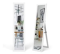 RELAX4LIFE Full Length Mirror, Wall Mounted/Free Standing Floor Mirror, Full-Body Hanging Dressing Mirror for Hallway Bedroom Living Room (White)