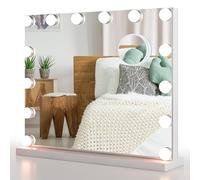 RELAX4LIFE Hollywood Vanity Mirror with Lights, 50x43cm Lighted Makeup Mirror with 14 Dimmable LED Bulbs, 3 Color Lighting Modes, 5X Magnifying Mirror and Touch Control, Cosmetic Tabletop Mirror