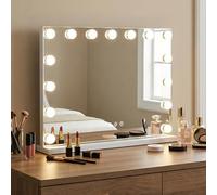 RELAX4LIFE Hollywood Vanity Mirror with Lights, Lighted Makeup Mirror with 14/15/18 Dimmable LED Bulbs, 3 Color Lighting Modes and Touch Control, Cosmetic Tabletop Mirror for Dressing Table (58x45cm)