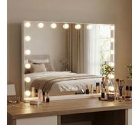 RELAX4LIFE Hollywood Vanity Mirror with Lights, Lighted Makeup Mirror with 14/15/18 Dimmable LED Bulbs, 3 Color Lighting Modes and Touch Control, Cosmetic Tabletop Mirror for Dressing Table (80x63cm)