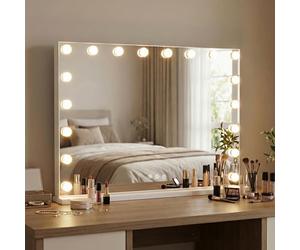RELAX4LIFE Hollywood Vanity Mirror with Lights, Lighted Makeup Mirror with 15/18 Dimmable LED Bulbs, 3 Color Lighting Modes and Touch Control, Cosmetic Tabletop Mirror for Dressing Table (80x63cm)