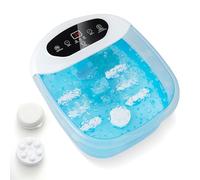 RELAX4LIFE Large Foot Spa Bath Massager, Electric Heating Foot Soaker with Heater, Bubbles, Vibration, Auto Shut-Off, 12 Rollers and Pedicure Stone, Portable Massage Tub Pedicure Set (Blue)