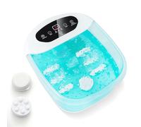 RELAX4LIFE Large Foot Spa Bath Massager, Electric Heating Foot Soaker with Heater, Bubbles, Vibration, Auto Shut-Off, 12 Rollers and Pedicure Stone, Portable Massage Tub Pedicure Set (Lake Blue)