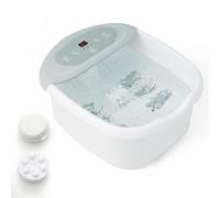 RELAX4LIFE Large Foot Spa Bath Massager, Electric Heating Foot Soaker with Heater, Bubbles, Vibration, Auto Shut-Off, 12 Rollers and Pedicure Stone, Portable Massage Tub Pedicure Set (Grey)