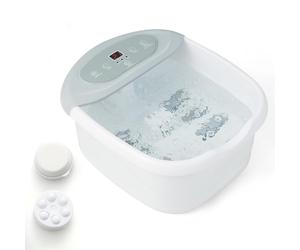 RELAX4LIFE Large Foot Spa Bath Massager, Electric Heating Foot Soaker with Heater, Bubbles, Vibration, Auto Shut-Off, 12 Rollers and Pedicure Stone, Portable Massage Tub Pedicure Set (Grey)