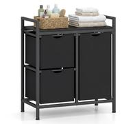 RELAX4LIFE Laundry Basket, Dirty Clothes Laundry Hamper with 2/3 Pull-Out Removable Liner Bags, Wide Top and Solid Bottom Support, 2/3 Sections Laundry Sorter Washing Basket (Black)