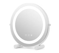 RELAX4LIFE Makeup Vanity Mirror, 3 Color Dimmable LED Lighted Tabletop Round Mirror with Touch Screen, Memory Function & Metal Stand, 360° Rotating Cosmetic Light Up Mirror (30cm, Tubular Base)