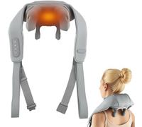 RELAX4LIFE Neck Massager with Heat, Cordless Deep Tissue 4D Kneading Shiatsu Shoulder Massage Device for Pain Relief, Portable Electric Full Body Massager for Leg Waist Back (Grey)
