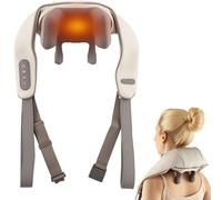 RELAX4LIFE Neck Massager with Heat, Cordless Deep Tissue 4D Kneading Shiatsu Shoulder Massage Device for Pain Relief, Portable Electric Full Body Massager for Leg Waist Back (Beige)