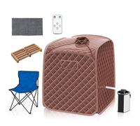 RELAX4LIFE Portable Sauna Tent, 3L Sauna Pot Bath Box with 9-Gear Adjustable Temperature & Timer, Chair, Mat, Herbal Box & Massage Foot Roller, Steam Cabin Home Sauna Spa for Relaxing Body (Brown)