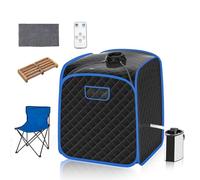 RELAX4LIFE Portable Sauna Tent, 3L Sauna Pot Bath Box with 9-Gear Adjustable Temperature & Timer, Chair, Mat, Herbal Box & Massage Foot Roller, Steam Cabin Home Sauna Spa for Relaxing Body (Black)