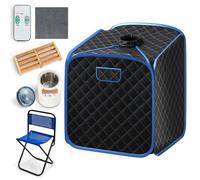 RELAX4LIFE Portable Steam Sauna, Folding Full Body Spa Sauna Tent with 9 Levels Temperature, Timer, 1000W Generator, Chair & Foot Massage Roller, Personal Slimming Detox Therapy Sauna Cabin (Black)