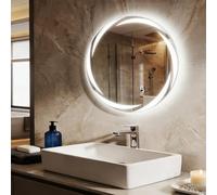 RELAX4LIFE Round Bathroom Mirror with LED Lights, 600/700mm Wall Mounted Vanity Mirror with Memory & 3 Colour Dimmable, Circle Anti-Fog Light Mirror for Living Room Bedroom Dressing Room (60 x 60cm)