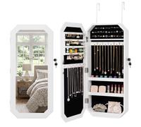 RELAX4LIFE Wall/Door Mounted Jewelry Cabinet With Storage | Mirrored Armoire with 2 Sized Mirrors, Home Over Door Cosmetics Makeup Jewellery Organiser for Bedroom Dressing Room