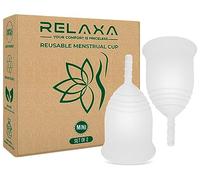 Relaxa Soft & Easy to-Use Reusable Mini Menstrual Cups Premium Quality Lasts for 12 Hours with Storage Pouch - Leakproof & Comfortable Feminine Hygiene Period Cups for Women (Pack of 2)