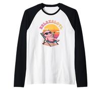 Relaxalotl Adorable Axolotl Chillin on The Beach in The Sun Raglan Baseball Tee